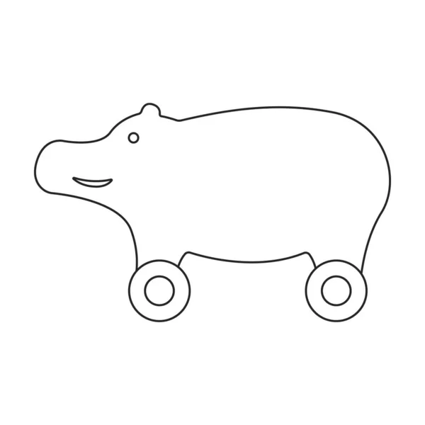 Wooden hippo vector icon.Outline vector icon isolated on white background wooden hippo. — Stock Vector