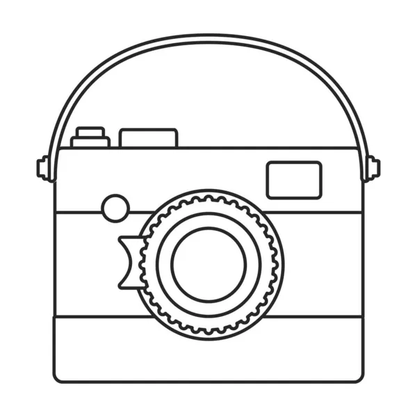 Ξύλινη εικονογράφηση διανυσματική κάμερα.Περίγραμμα διανυσματικό εικονίδιο που απομονώνεται σε λευκό φόντο ξύλινη κάμερα. — Διανυσματικό Αρχείο