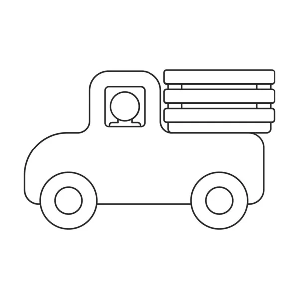 Holz Auto Vektor icon.Outline Vektor Symbol isoliert auf weißem Hintergrund Holz Auto. — Stockvektor