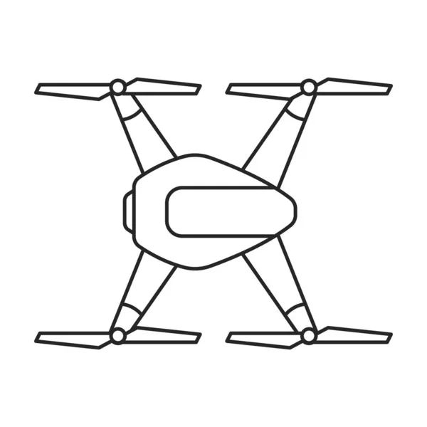 Drone轮廓矢量图标。轮廓矢量图形四边形。白色背景上无人飞机图标的孤立图解. — 图库矢量图片