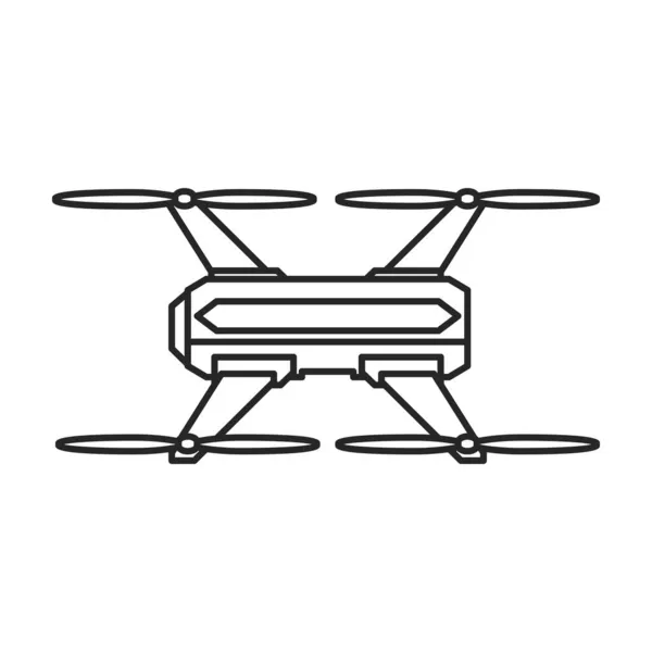Drone轮廓矢量图标。轮廓矢量图形四边形。白色背景上无人飞机图标的孤立图解. — 图库矢量图片