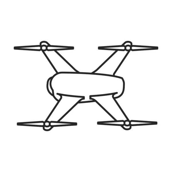 Εικονίδιο διανύσματος περιγράμματος Drone.Περίγραμμα διανύσματος quadcopter απεικόνισης. Μεμονωμένη απεικόνιση εικονιδίου μη επανδρωμένου αεροσκάφους σε λευκό φόντο. — Διανυσματικό Αρχείο