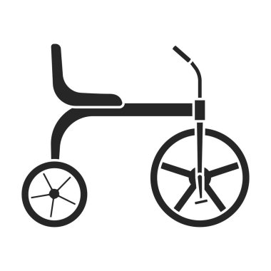 Çocuk bisikleti siyah ikonu izole etti. Beyaz arka planda vektör illüstrasyonlu çocuklar bisikleti. Vektör siyah simge çocuk bisikleti.