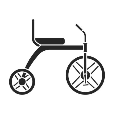 Çocuk bisikleti siyah ikonu izole etti. Beyaz arka planda vektör illüstrasyonlu çocuklar bisikleti. Vektör siyah simge çocuk bisikleti.