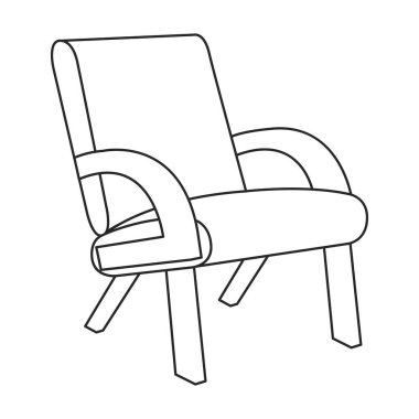 Ev koltuğu vektör taslağı simgesi. Beyaz arka planda vektör illüstrasyon koltuğu. İzole çizim ana hatları simgesi ev koltuğu.