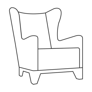 Ev koltuğu vektör taslağı simgesi. Beyaz arka planda vektör illüstrasyon koltuğu. İzole çizim ana hatları simgesi ev koltuğu.