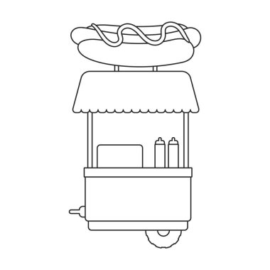 Gıda karavanı vektör simgesi. Beyaz arka plan yiyecek karavanında izole edilmiş ana hatlı vektör simgesi..