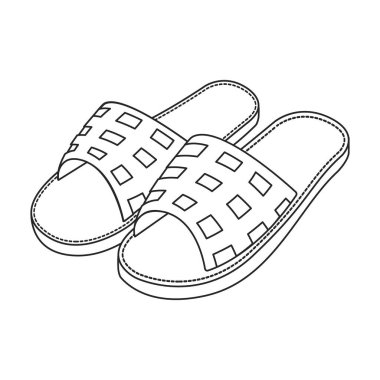 Terlik vektör simgesi. Beyaz arka plan terliklerinde izole edilmiş taslak vektör simgesi.