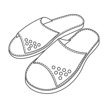 Terlik vektör simgesi. Beyaz arka plan terliklerinde izole edilmiş taslak vektör simgesi.