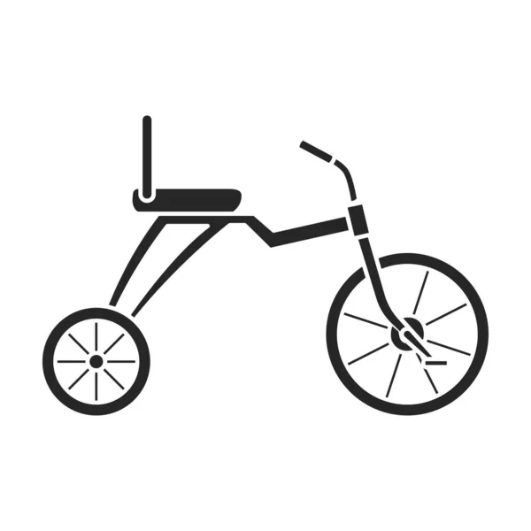 Kinderfahrrad isoliert schwarzes Symbol. Vector Illustration Kinder Fahrrad auf weißem Hintergrund. Vector schwarze Ikone Kinderfahrrad. — Stockvektor