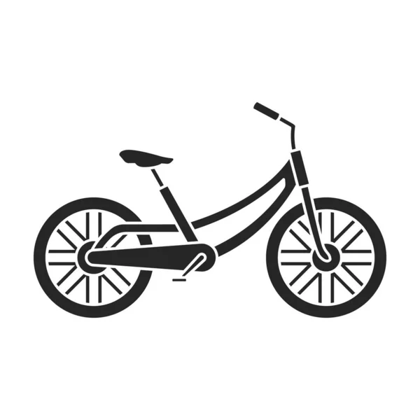 儿童自行车隔离黑色图标.矢量用白色背景说明儿童自行车.矢量黑色图标儿童自行车. — 图库矢量图片