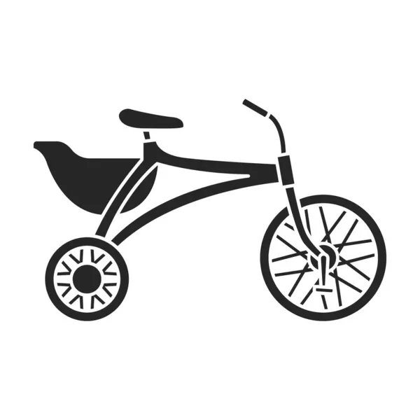 Kinderfahrrad isoliert schwarzes Symbol. Vector Illustration Kinder Fahrrad auf weißem Hintergrund. Vector schwarze Ikone Kinderfahrrad. — Stockvektor