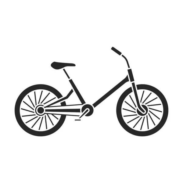 儿童自行车隔离黑色图标.矢量用白色背景说明儿童自行车.矢量黑色图标儿童自行车. — 图库矢量图片