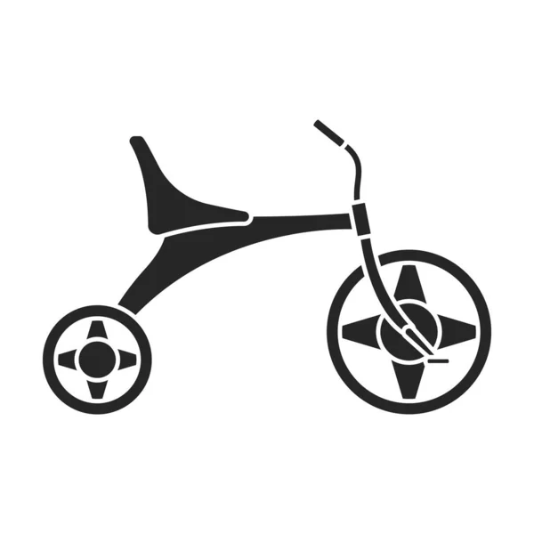Kinderfahrrad isoliert schwarzes Symbol. Vector Illustration Kinder Fahrrad auf weißem Hintergrund. Vector schwarze Ikone Kinderfahrrad. — Stockvektor