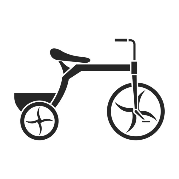 Kinderfahrrad isoliert schwarzes Symbol. Vector Illustration Kinder Fahrrad auf weißem Hintergrund. Vector schwarze Ikone Kinderfahrrad. — Stockvektor