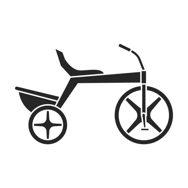 Kinderfahrrad isoliert schwarzes Symbol. Vector Illustration Kinder Fahrrad auf weißem Hintergrund. Vector schwarze Ikone Kinderfahrrad. — Stockvektor