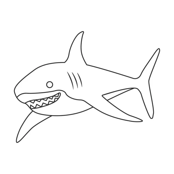 Shark outline vector icon.Outline vector illustration fish of sea. Isolated illustration of shark icon on white background. — Stock Vector