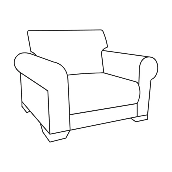 Início ícone de contorno vetor poltrona. Ilustração vetorial cadeira confortável no fundo branco. Isolado ilustração esboço ícone casa poltrona. —  Vetores de Stock