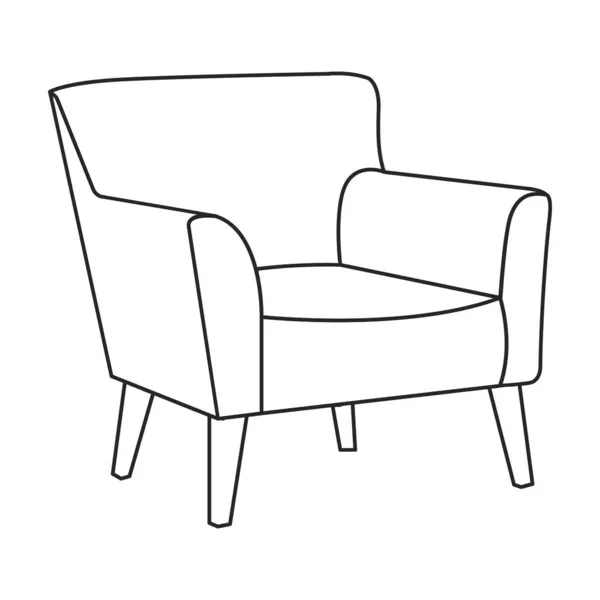 Значок вектора контура домашнего кресла. Векторная иллюстрация удобное кресло на белом фоне. Изолированный рисунок контура иконки домашнее кресло. — стоковый вектор