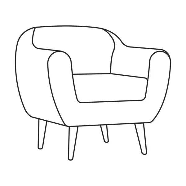 Acasă fotoliu vector contur pictograma. Ilustrație vectorială scaun confortabil pe fundal alb. Ilustrație izolată schiță icon fotoliu acasă. — Vector de stoc