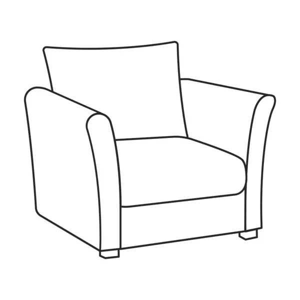 Início ícone de contorno vetor poltrona. Ilustração vetorial cadeira confortável no fundo branco. Isolado ilustração esboço ícone casa poltrona. —  Vetores de Stock
