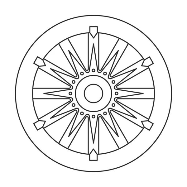 Иконка вектора контура деревянного колеса. Контур векторного иллюстрационного вагона. Изолированная иллюстрация деревянного колеса иконки вагона на белом фоне. — стоковый вектор