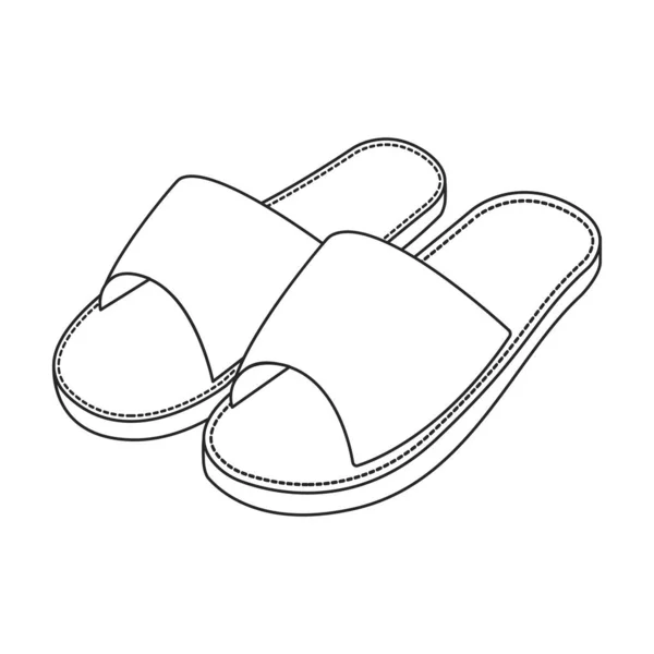 슬라이드 벡터 icon.Outline vector icon, 흰색 배경 슬리퍼에 분리. — 스톡 벡터