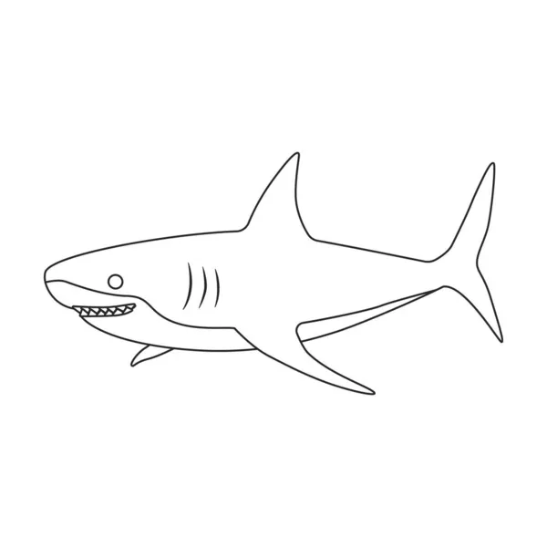 Squalo profilo vettoriale icon.Outline vettoriale illustrazione pesce di mare. Illustrazione isolata dell'icona dello squalo su sfondo bianco. Vettoriale Stock