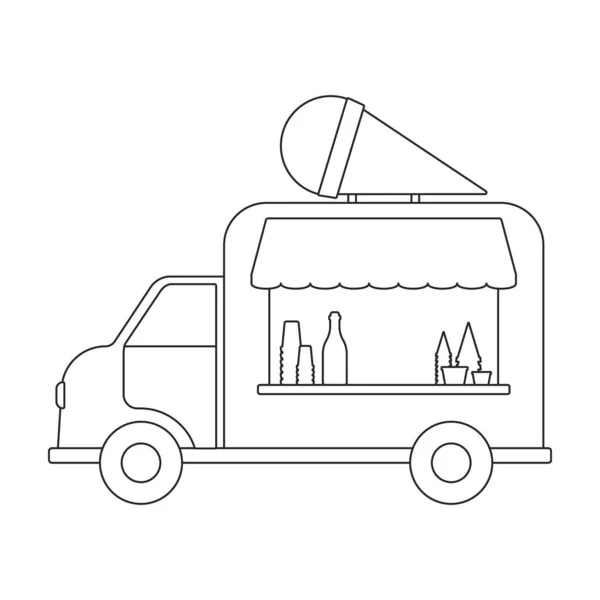 Voedseltrailer vector icon.Outline vector pictogram geïsoleerd op witte achtergrond voedsel trailer. Stockillustratie