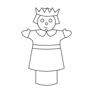 Tiyatro kuklaları vektör simgesi. Taslak vektör simgesi beyaz arka plan kuklalarında izole edilmiş..