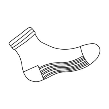 Sock vektör simgesi. Taslak vektör simgesi beyaz arka plan çorabında izole edildi.