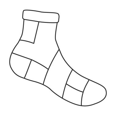 Sock vektör simgesi. Taslak vektör simgesi beyaz arka plan çorabında izole edildi.