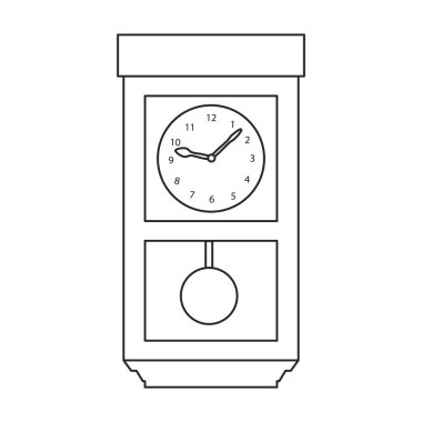 Antika saat izole edilmiş taslak simgesi. Beyaz arkaplanda vektör illüstrasyon eski saati. Vektör ana hatları çizim simgesi antika saat.