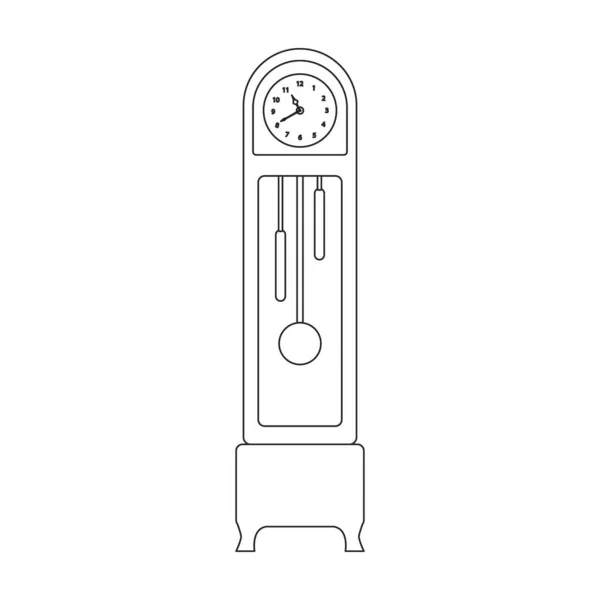 Antieke klok geïsoleerde omtrek pictogram. Vector illustratie oud horloge op witte achtergrond. Vector overzicht illustratie pictogram antieke klok. — Stockvector