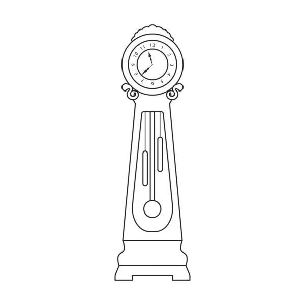 Изолированная иконка контура античных часов. Векторная иллюстрация старые часы на белом фоне. Антикварные часы с векторным контуром. — стоковый вектор