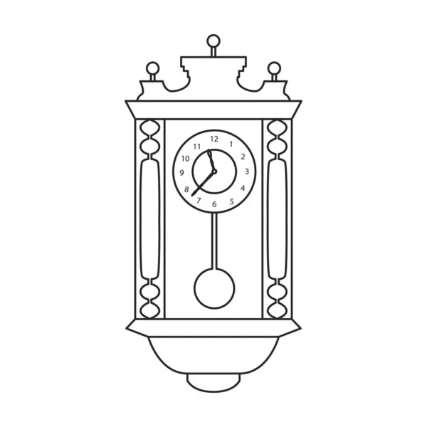 アンティーク時計の独立したアウトラインアイコン。白を背景にベクトルイラスト古い時計。ベクトルアウトラインイラストアイコンアンティーククロック. — ストックベクタ