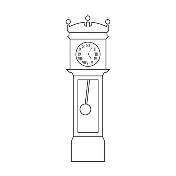 アンティーク時計の独立したアウトラインアイコン。白を背景にベクトルイラスト古い時計。ベクトルアウトラインイラストアイコンアンティーククロック. — ストックベクタ