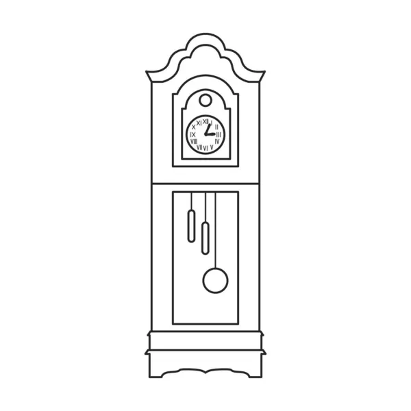 Antique clock isolated outline icon. Vector illustration old watch on white background. Vector outline illustration icon antique clock. — Stock Vector