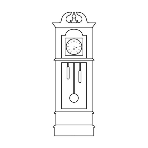 고대의 시계는 윤곽 아이콘을 분리 했습니다. 반사기는 흰색 배경에 오래 된 시계를 그린다. 벡터 윤곽 일러스트 아이콘 골동품 시계. — 스톡 벡터