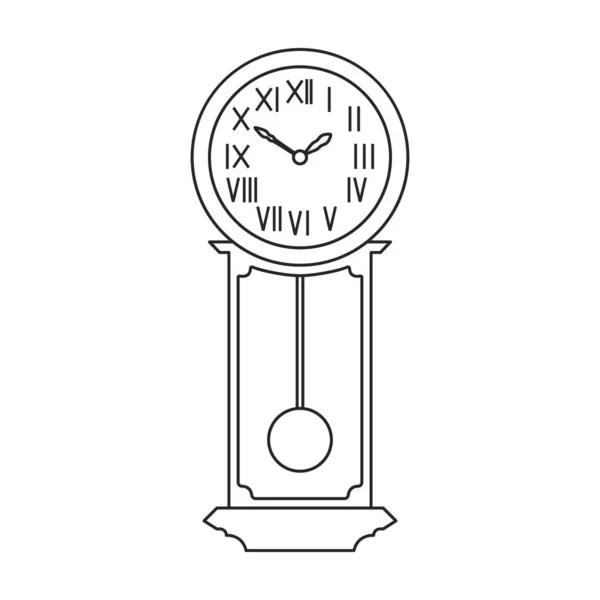 Reloj antiguo icono de contorno aislado. Ilustración vectorial reloj viejo sobre fondo blanco. Icono de ilustración de esquema vectorial reloj antiguo. — Vector de stock