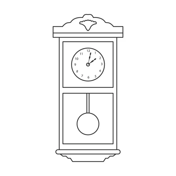 Antique clock isolated outline icon. Vector illustration old watch on white background. Vector outline illustration icon antique clock. — Stock Vector