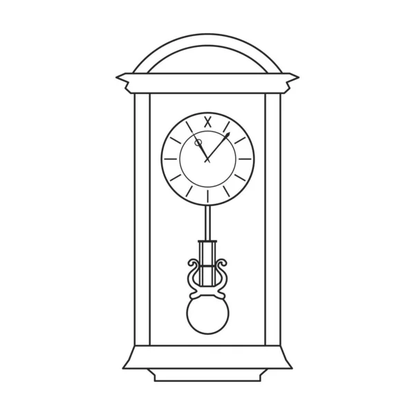 Изолированная иконка контура античных часов. Векторная иллюстрация старые часы на белом фоне. Антикварные часы с векторным контуром. — стоковый вектор