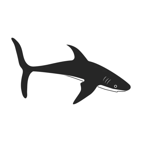 Καρχαρίας μαύρο διάνυσμα εικόνα.Μαύρο διάνυσμα απεικόνιση ψάρια της θάλασσας. Μεμονωμένη απεικόνιση εικονιδίου καρχαρία σε λευκό φόντο. — Διανυσματικό Αρχείο
