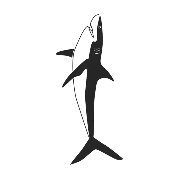 Requin icône vectorielle noire.Illustration vectorielle noire poisson de mer. Illustration isolée de l'icône du requin sur fond blanc. — Image vectorielle