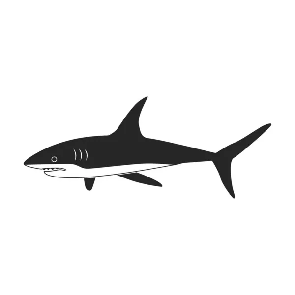 Καρχαρίας μαύρο διάνυσμα εικόνα.Μαύρο διάνυσμα απεικόνιση ψάρια της θάλασσας. Μεμονωμένη απεικόνιση εικονιδίου καρχαρία σε λευκό φόντο. — Διανυσματικό Αρχείο