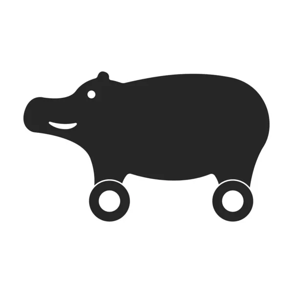Wooden hippo vector icon.Black vector icon isolated on white background wooden hippo. — Stock Vector