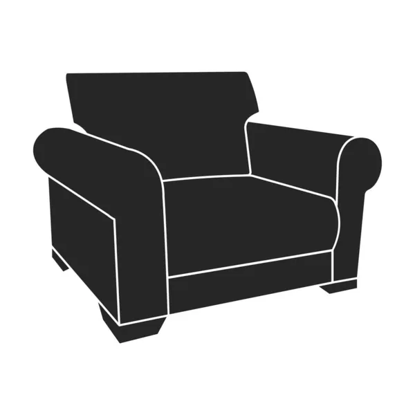 Accueil fauteuil vecteur icône noire. Illustration vectorielle chaise confortable sur fond blanc. Illustration isolée noir icône accueil fauteuil. — Image vectorielle