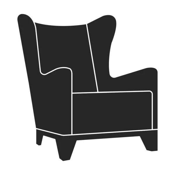 Inicio sillón vector icono negro. Ilustración vectorial silla cómoda sobre fondo blanco. Ilustración aislada negro icono hogar sillón. — Vector de stock