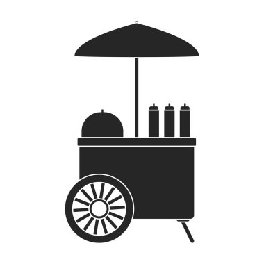 Gıda karavanı vektör simgesi. Siyah vektör simgesi beyaz arka plan yiyecek karavanında izole edilmiş..