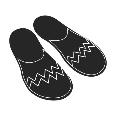 Terlik vektör simgesi. Siyah vektör simgesi beyaz arka plan terliklerinde izole edilmiş..